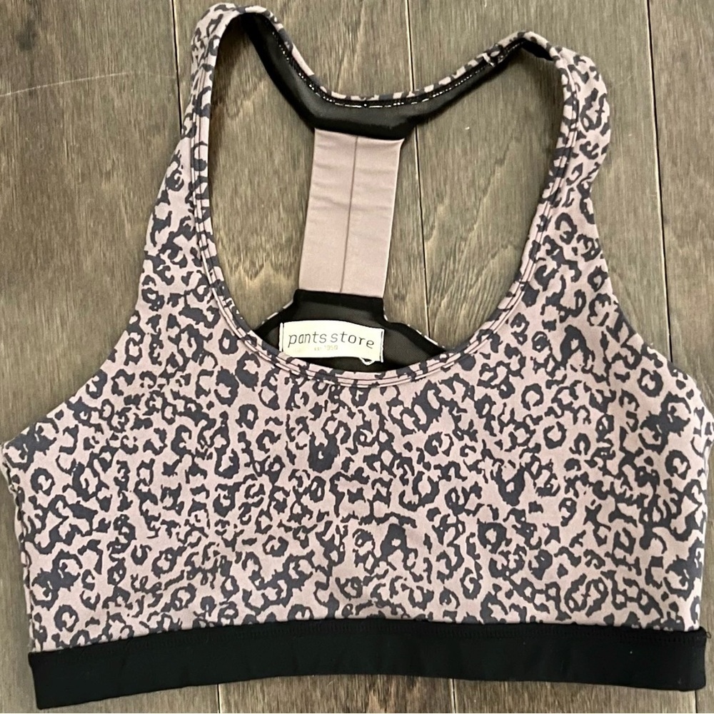PANTS STORE Brown and Black Cheetah Sports Bra, OS